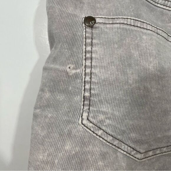 Free People Grey Wash Midi Jean Shorts - Picture 3 of 5